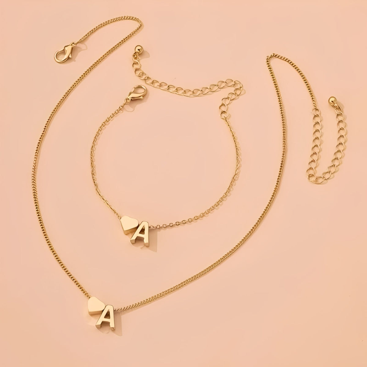 Heart Jewelry Set with Initials - Initial Love Set