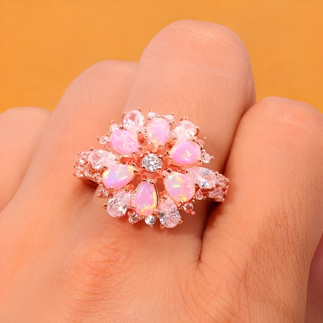 Rian – Graceful Ring Flower Fire Opal