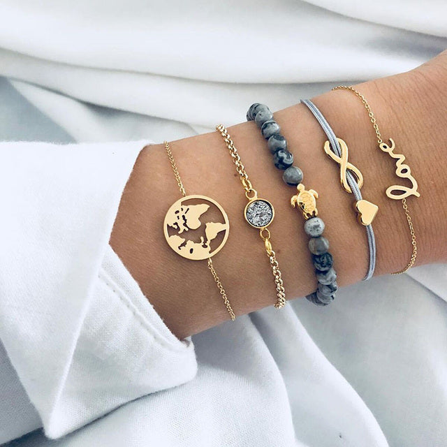 Alora – Trendy Set of Bracelets in Lime Shade