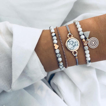Alora – Trendy Set of Bracelets in Lime Shade