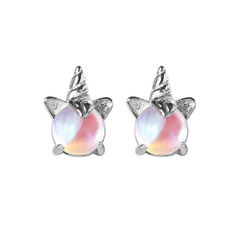Pegah - Silver Unicorn Stone Earrings