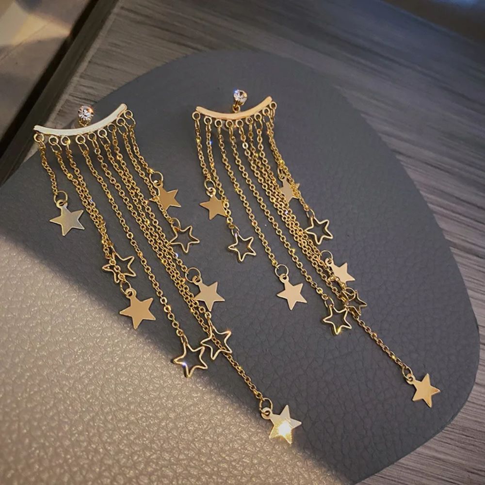 Valerie – Star Hanging Earrings with Tassels