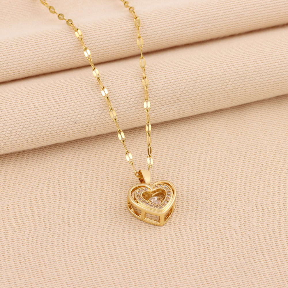 Double Layer Necklace with Love Heart Pendant