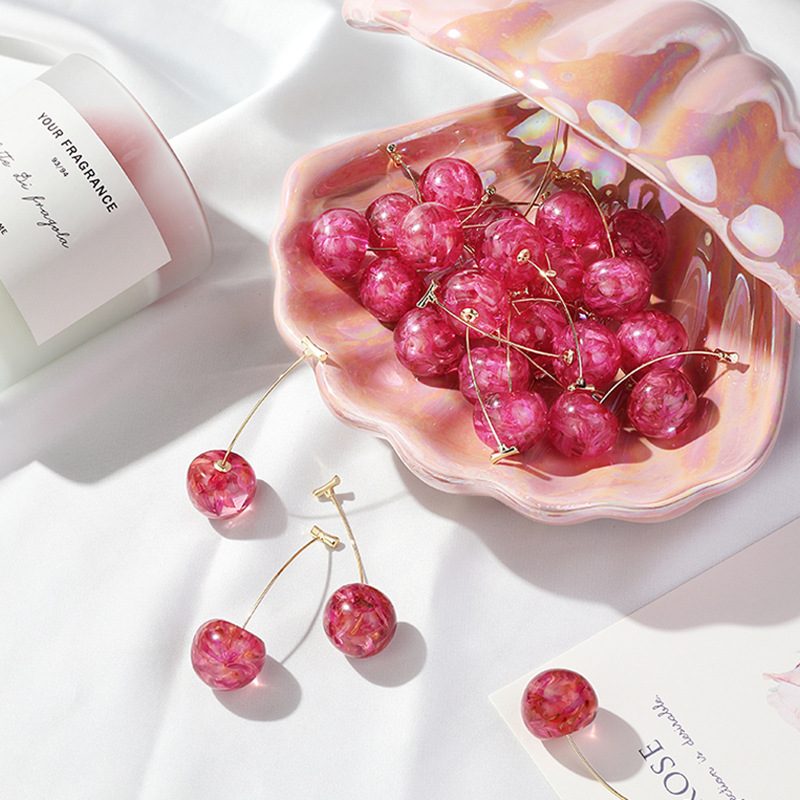 Dried Cherries - Long Cherry Earrings
