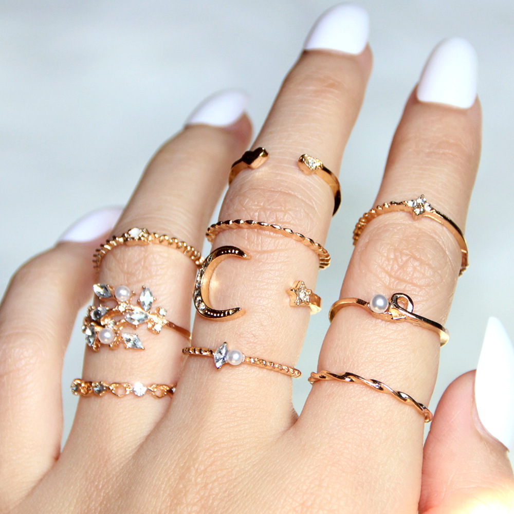 Moon and Star - 10 Piece Jewelry Ring