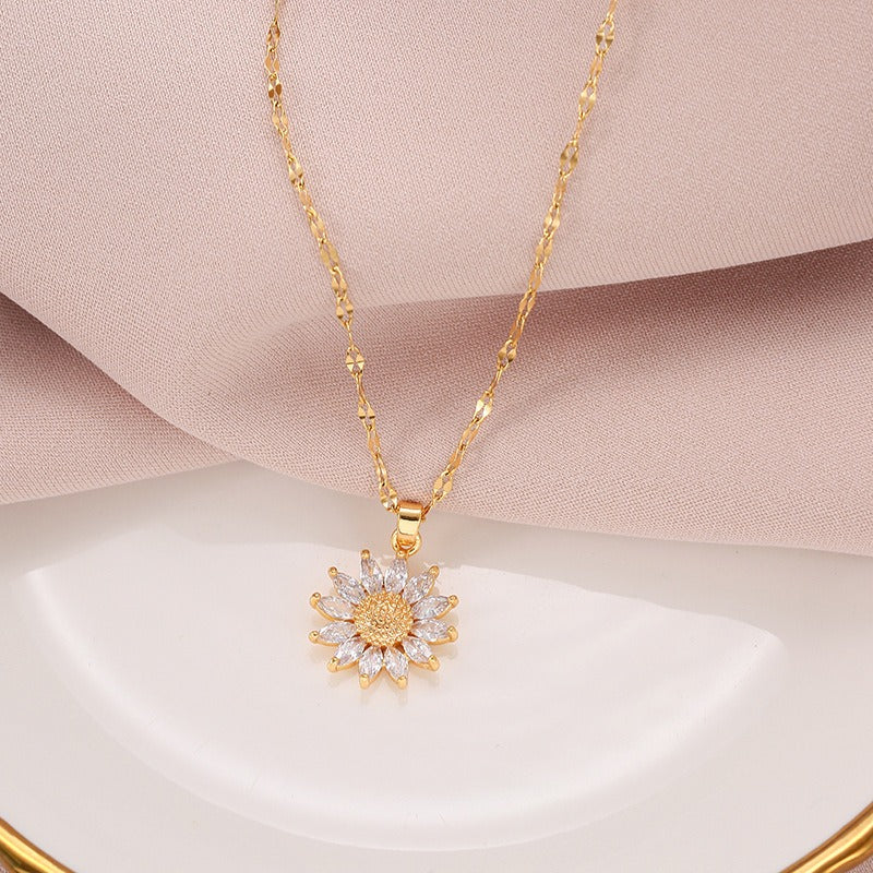 Jennie – Sunflower Necklace crafted from Crystal and Gold Plating