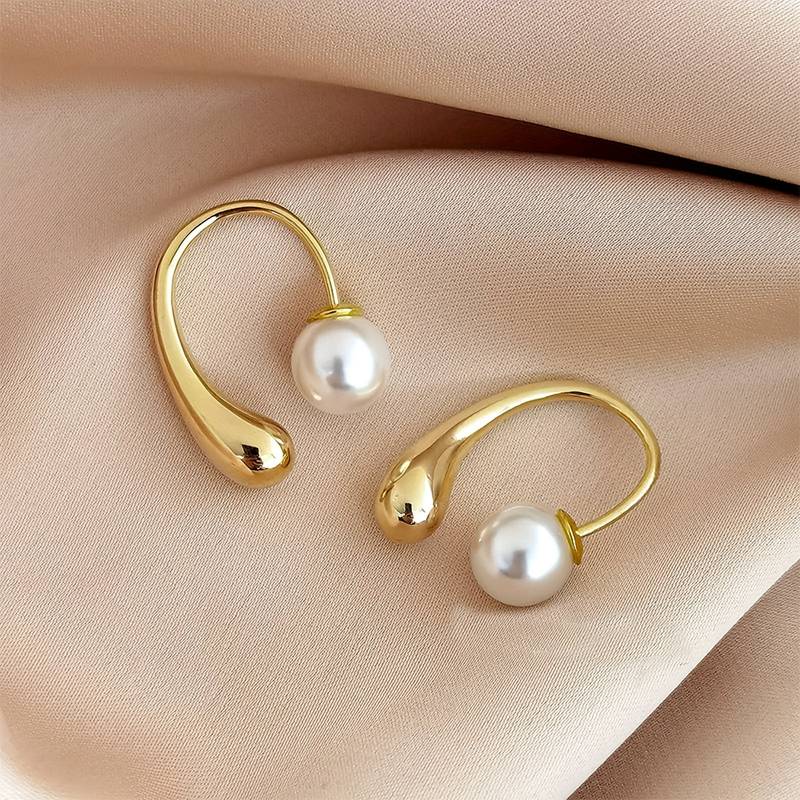 Pearl Water Drop Earring - Water Drop Earring with Pearl Clasp