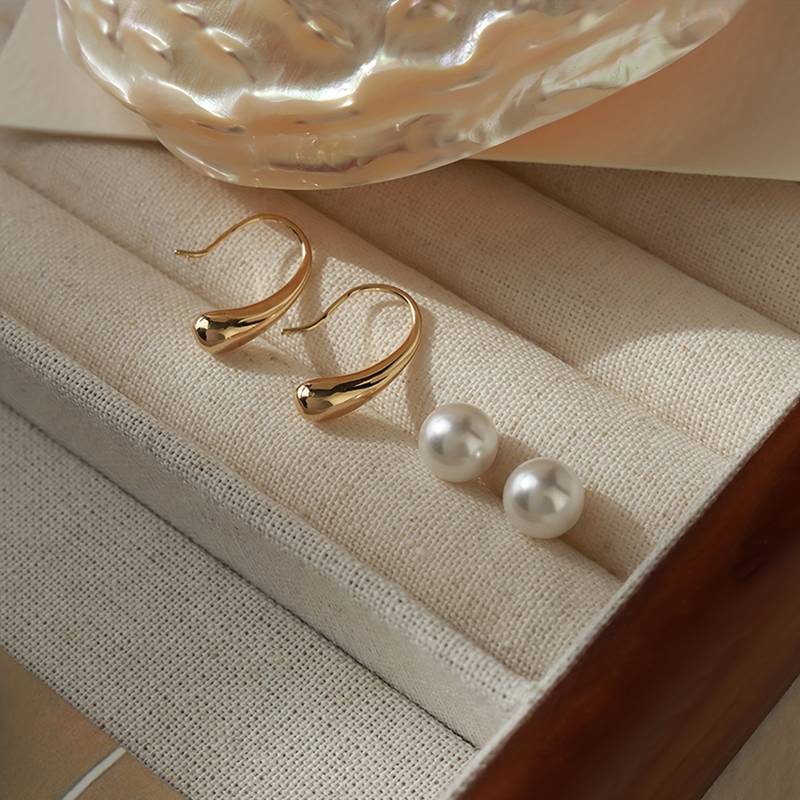 Pearl Water Drop Earring - Water Drop Earring with Pearl Clasp