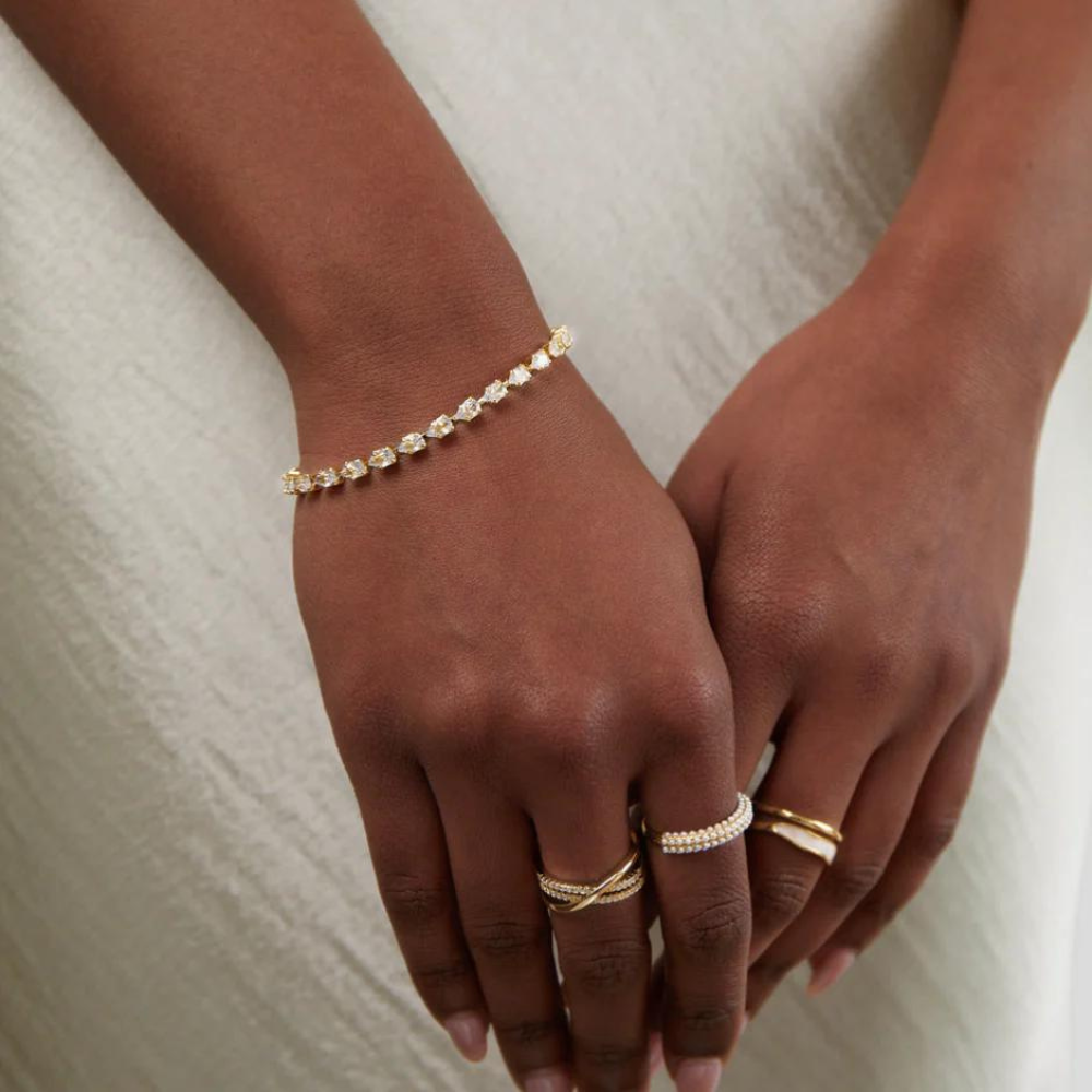 Golden Crystal Bracelet - Adjustable Crystal Accessory
