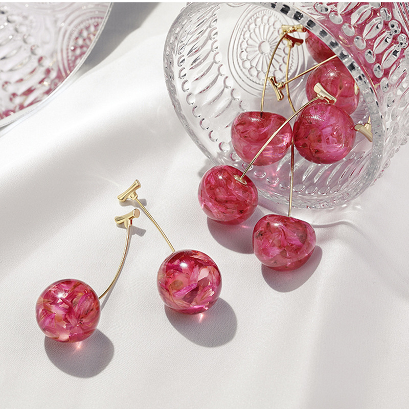 Dried Cherries - Long Cherry Earrings