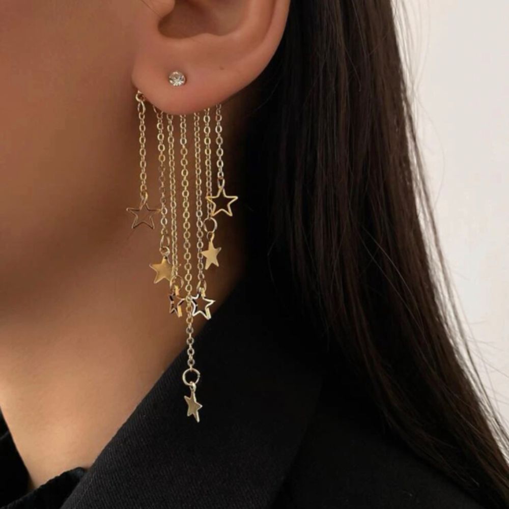 Valerie – Star Hanging Earrings with Tassels