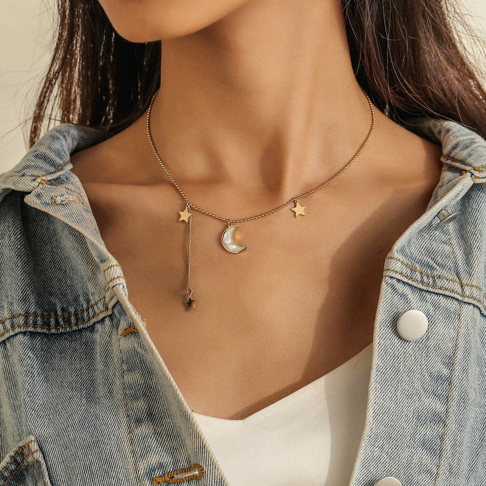 Crescent Moon Star Necklace