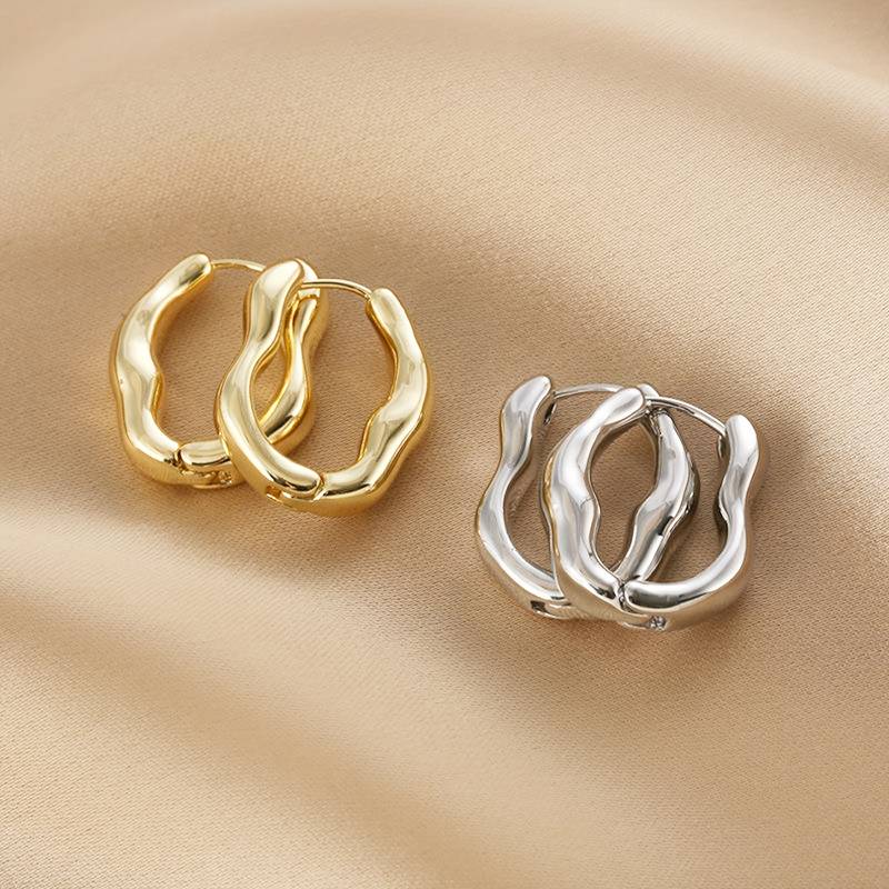 Irregular Hoop Earring - Wavy Hoop Earrings