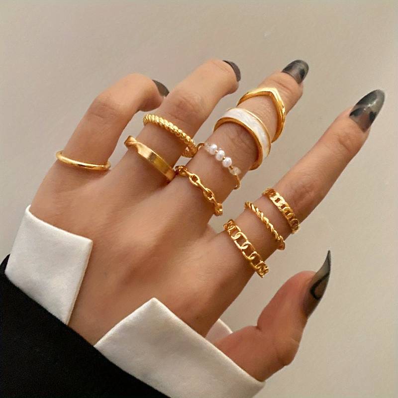 10 pieces stylish rings - Trendy Mix & Match Rings