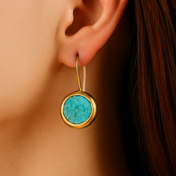 Maia – Golden Earrings Featuring Turquoise Stone