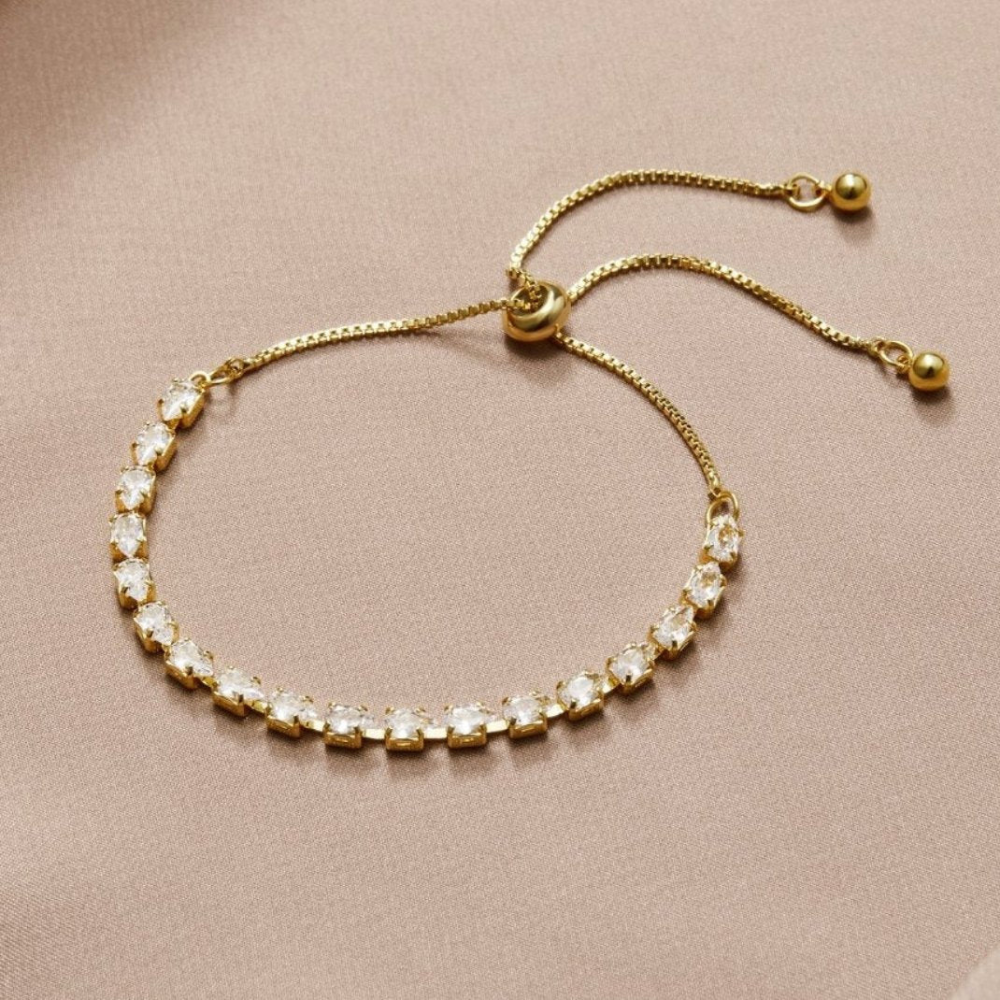Golden Crystal Bracelet - Adjustable Crystal Accessory
