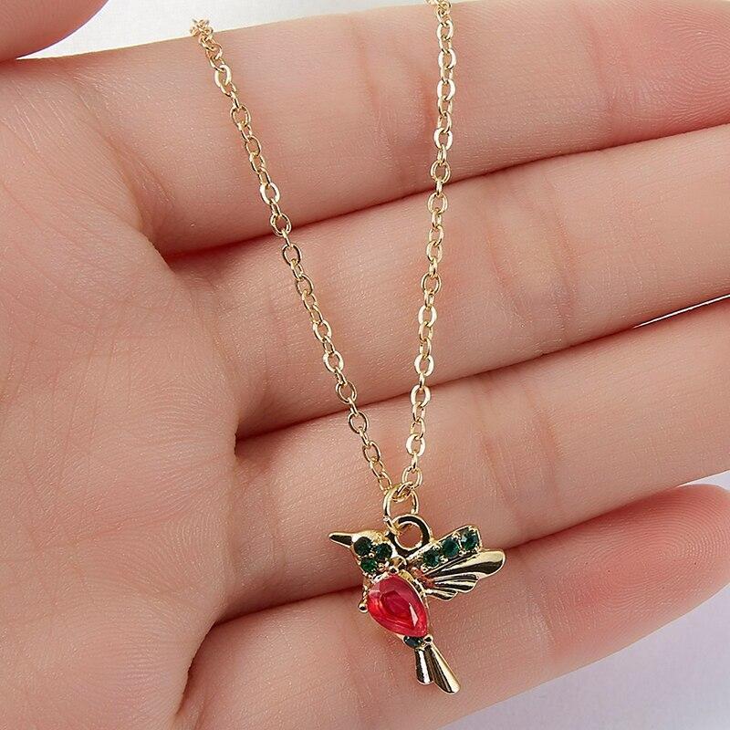 Jada – Hummingbird Necklace in Enamel & Zirconium