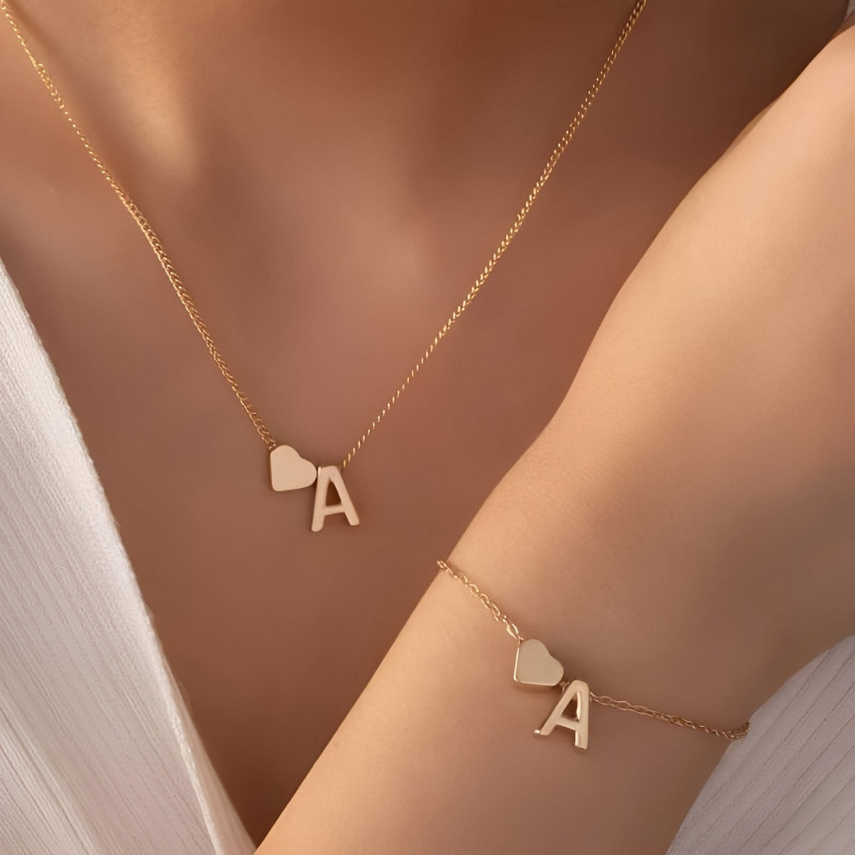 Heart Jewelry Set with Initials - Initial Love Set