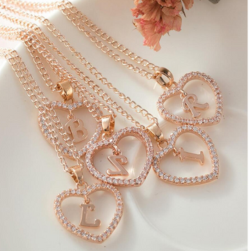 Crystal Letter Heart Necklace - Necklace Featuring Heart Letter Pendant