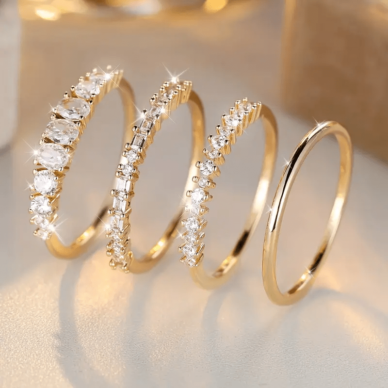 Elyna – Stylish Gold Rings with Zircon Stones