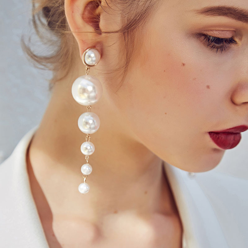 Waterfall Pearl Earrings - Long Earrings with Pearls