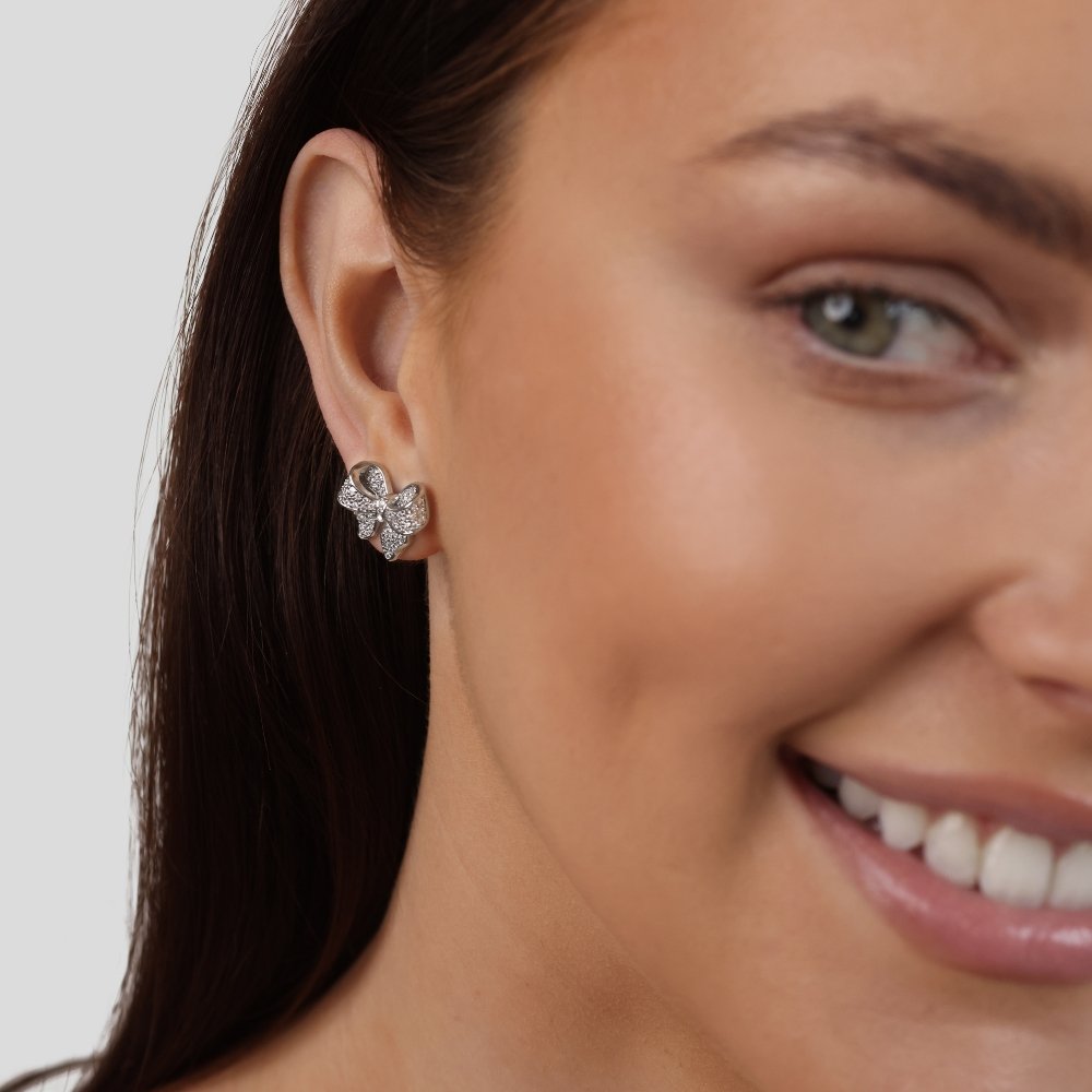 Minerva - Sterling Silver Bow-Shaped Earrings
