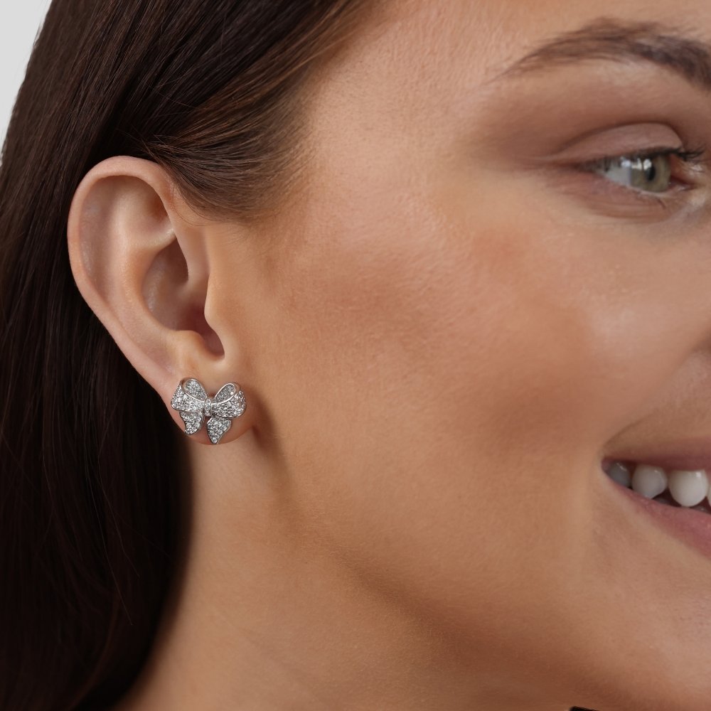 Minerva - Sterling Silver Bow-Shaped Earrings