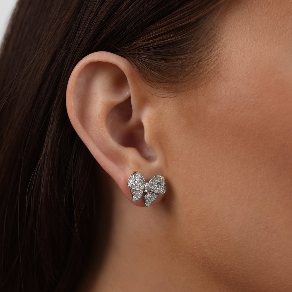Minerva - Sterling Silver Bow-Shaped Earrings
