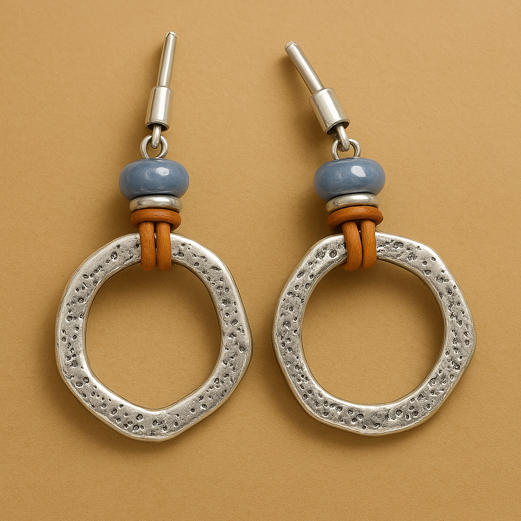 Mira – Silver Circular Earrings in Boho Vintage Style