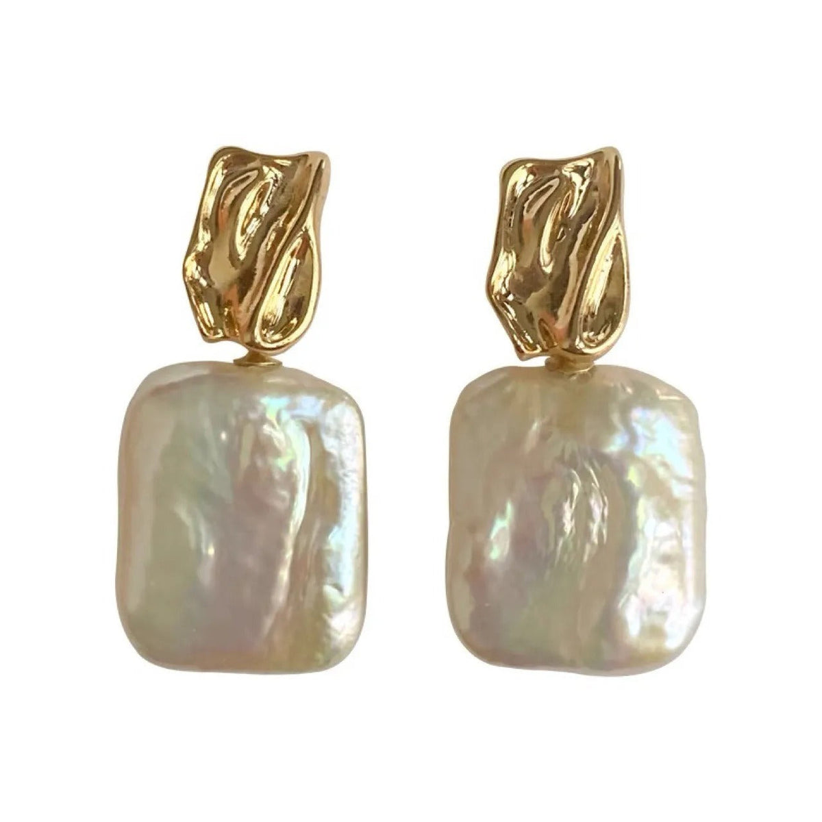Aiah – Gold-Plated Earrings Featuring Chic Baroque Pearls
