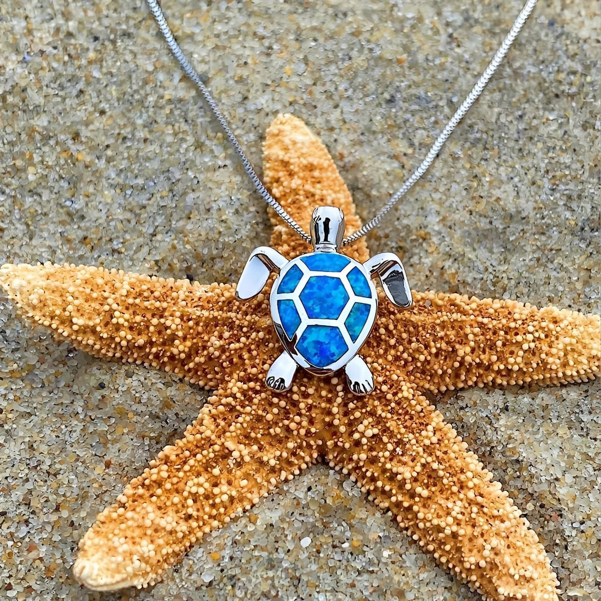 Kailea – Turtle Jewelry Set Crafted from Opal and Silver (Necklace + Earrings)
