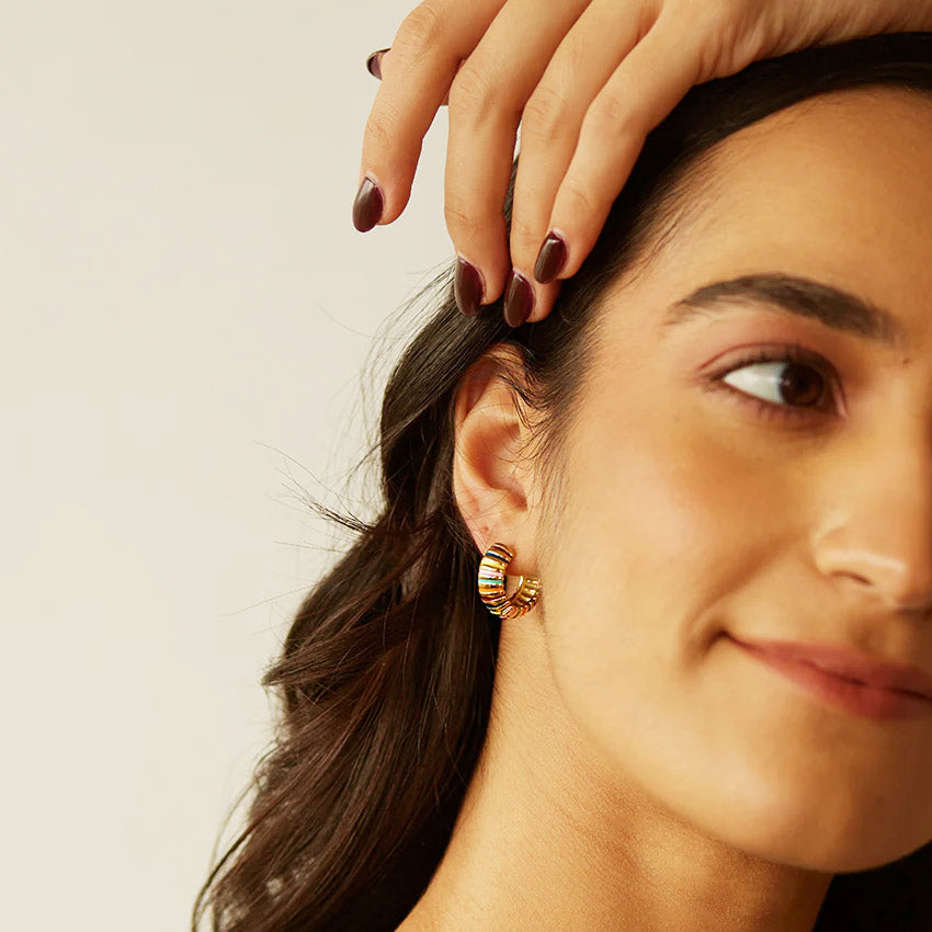 Chelsea – Golden Hoops with Colorful Stripes