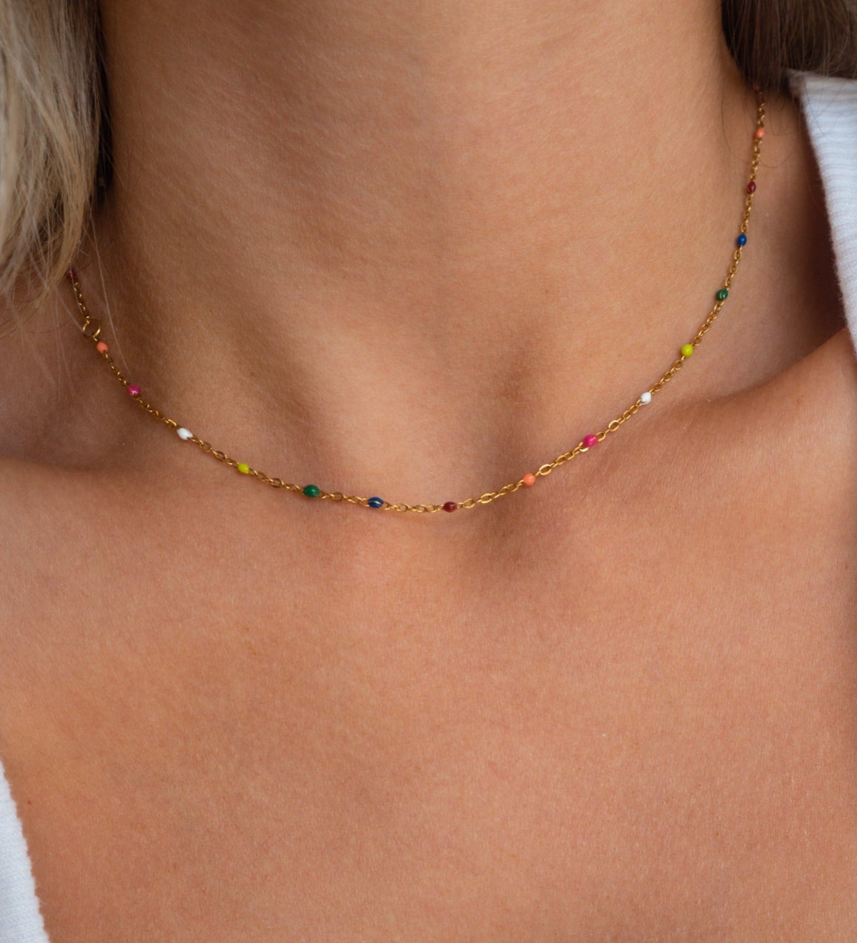 Alba - Choker in Rainbow and Gold