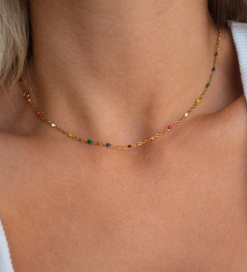 Alba - Choker in Rainbow and Gold