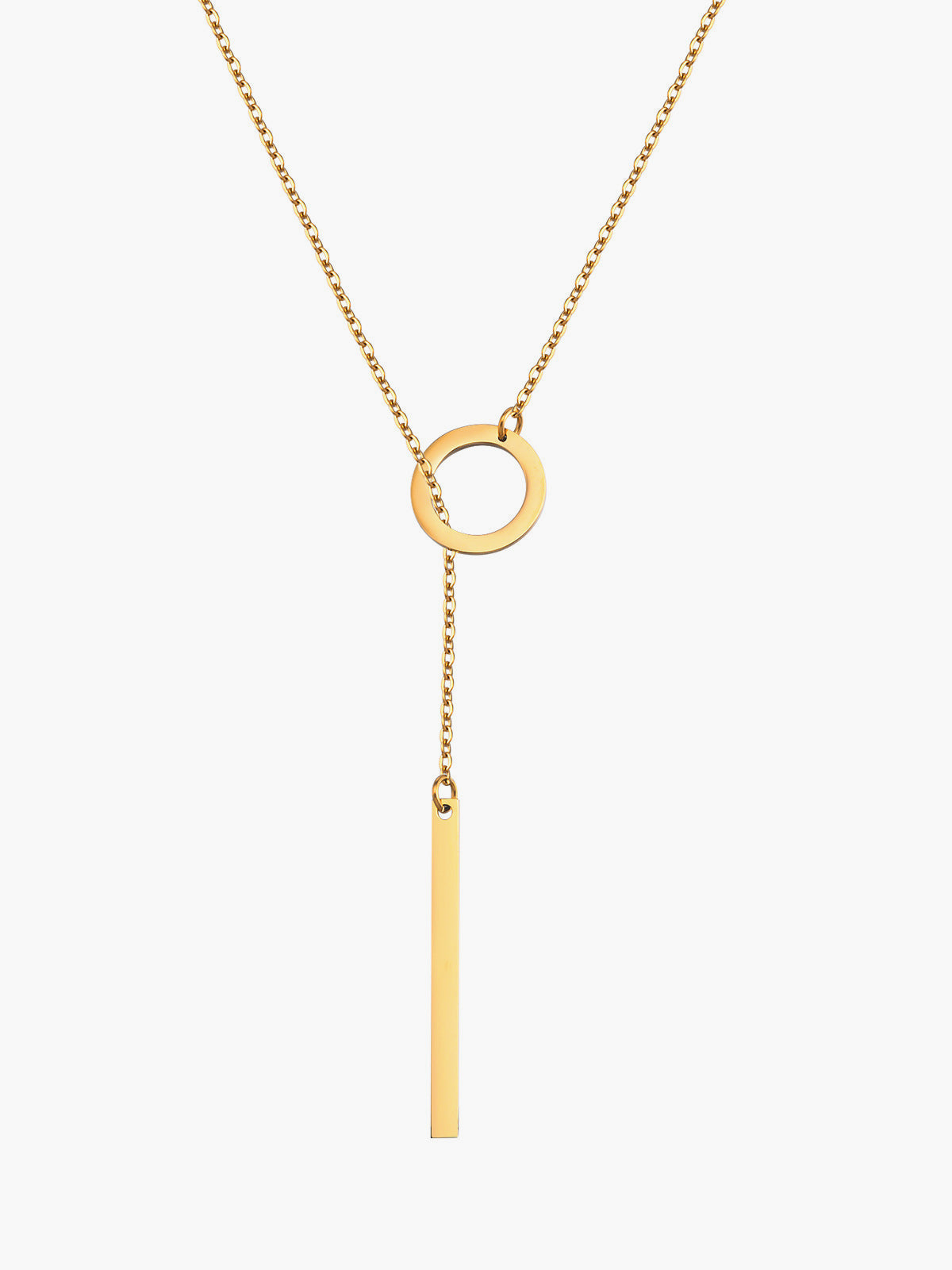 Blythe – Lariat necklace in gold with bar