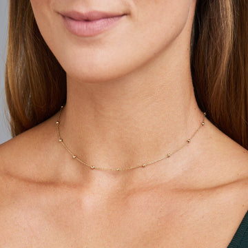Ball Necklace Featuring Inlays - Necklace with Round Pearls
