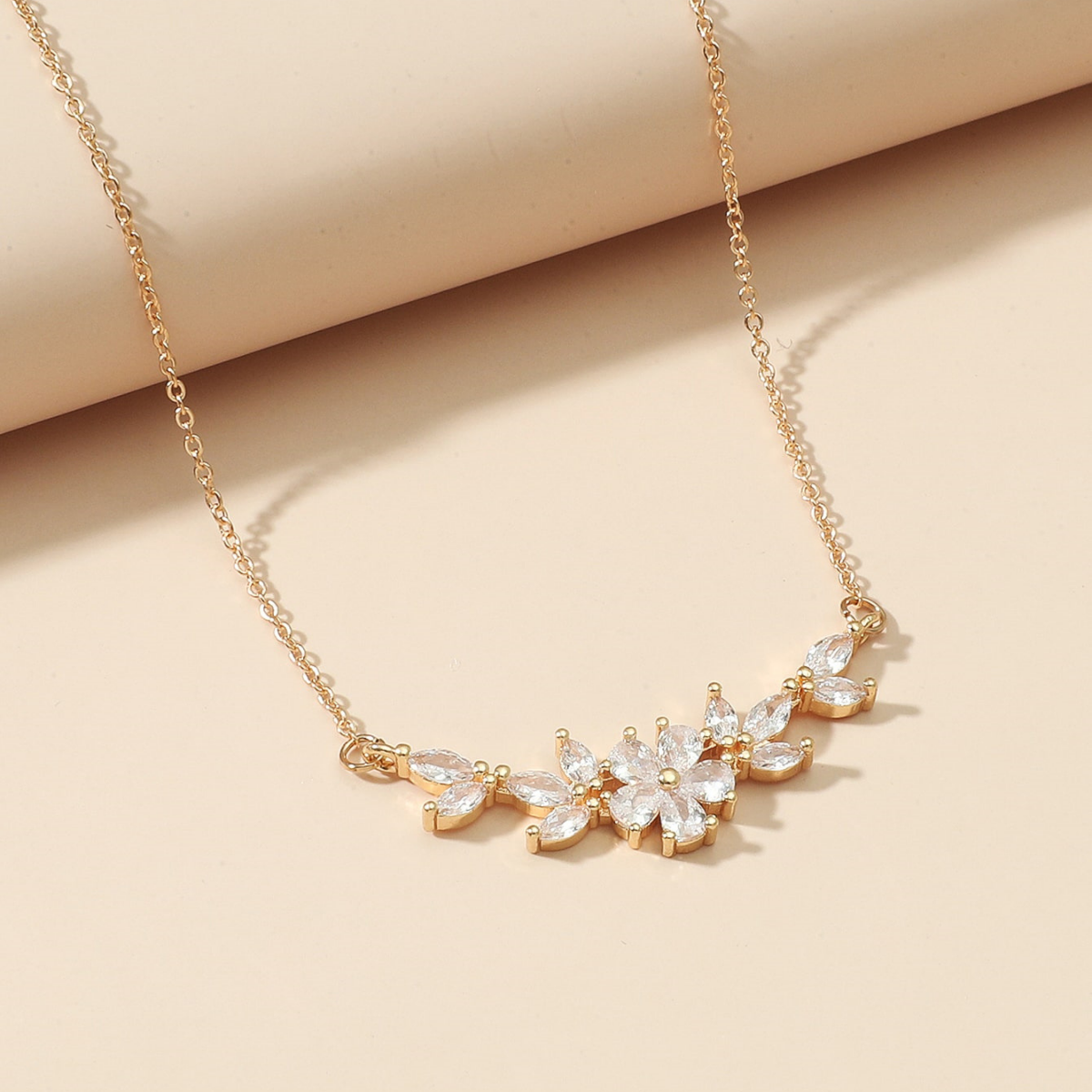 Flower Charm Necklace - Zirconia Bloom Necklace