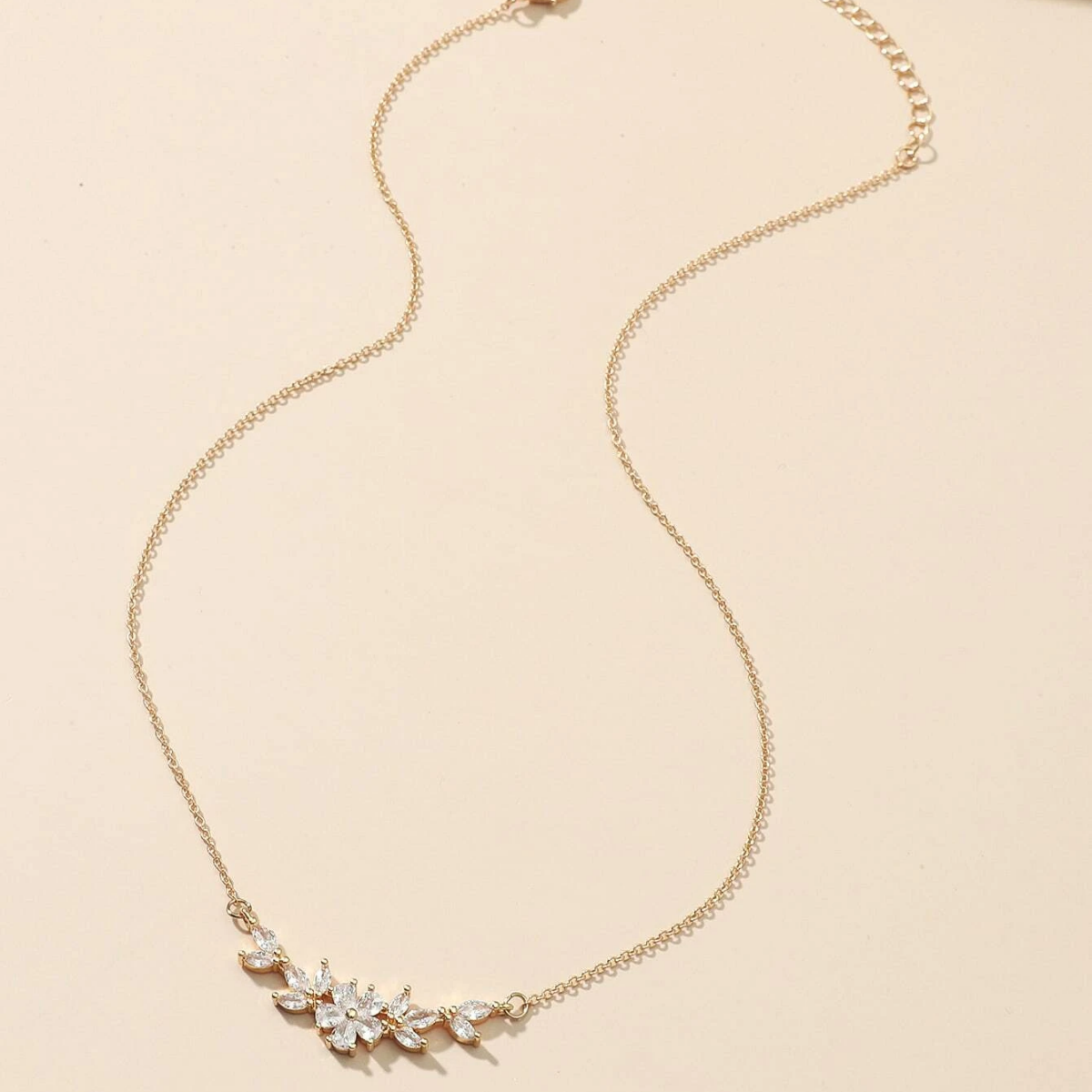 Flower Charm Necklace - Zirconia Bloom Necklace