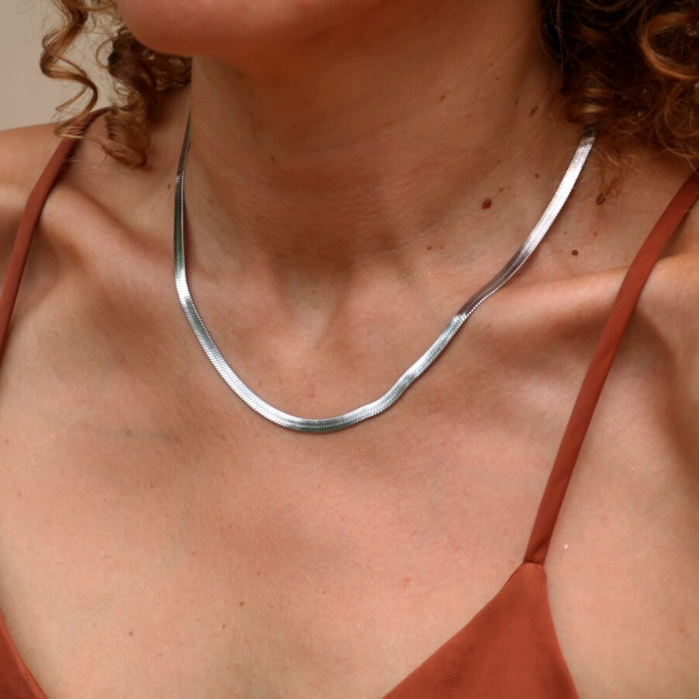 Snake Chain - Herringbone Collarbone Necklace