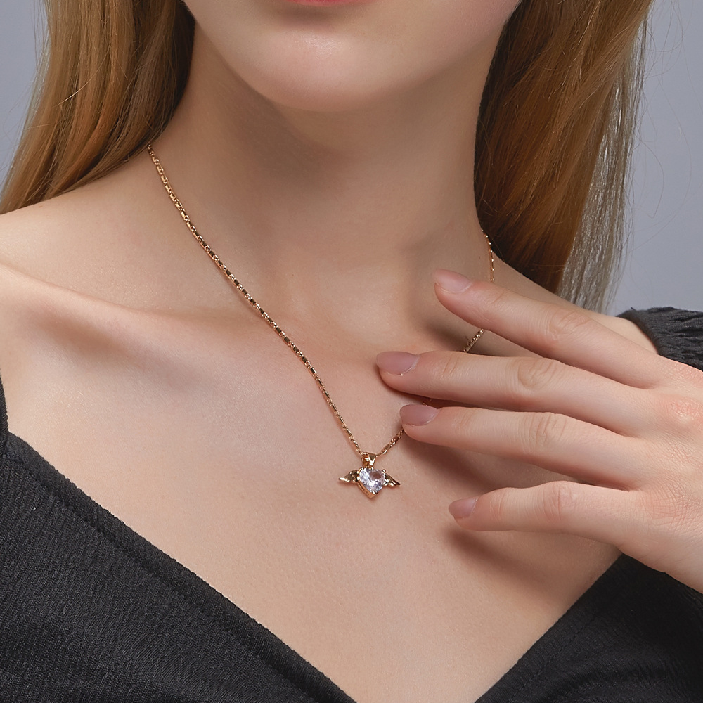 Love Wings Necklace - Chain Hearts & Wings