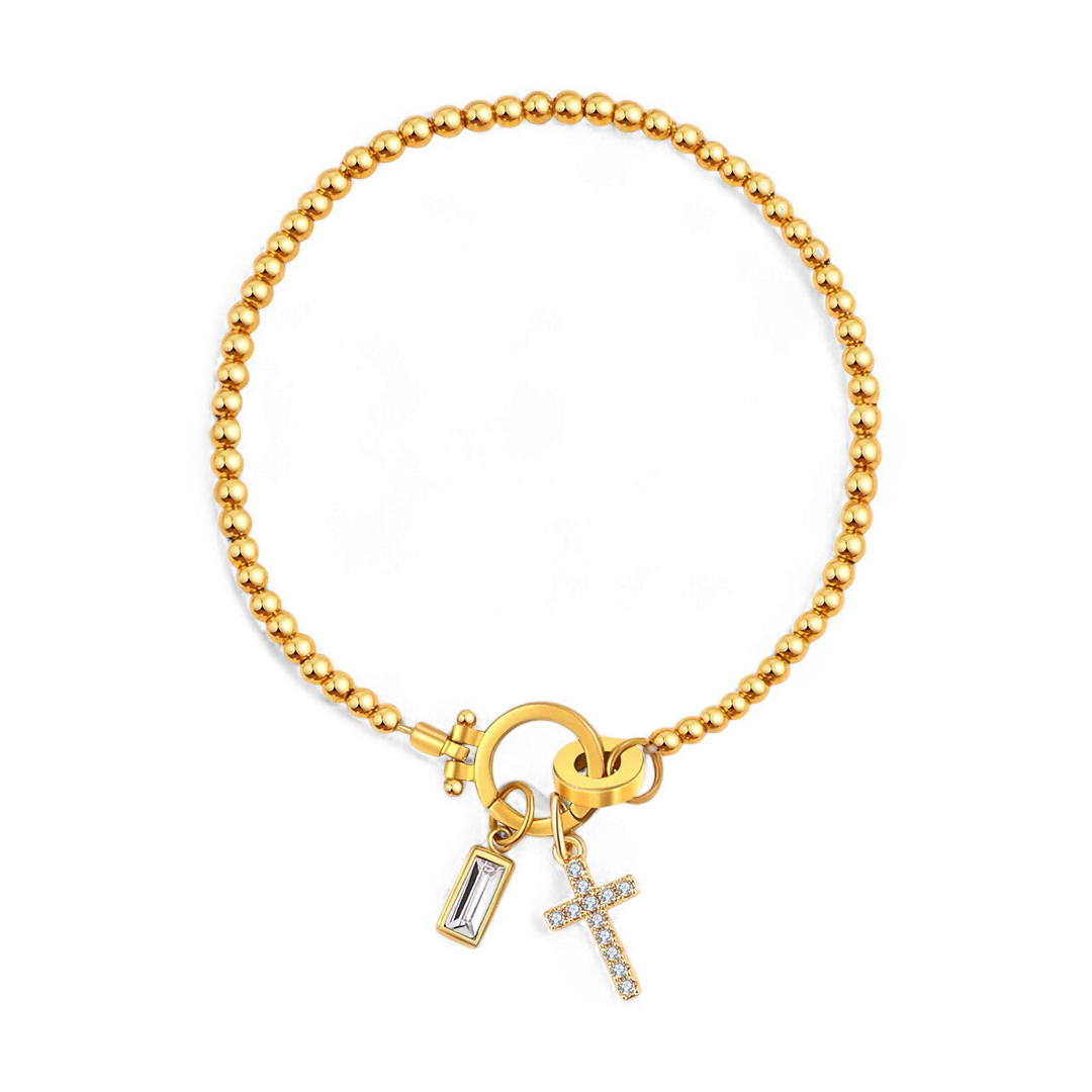 Eli – Birthstone Bracelet with Cross Pendant
