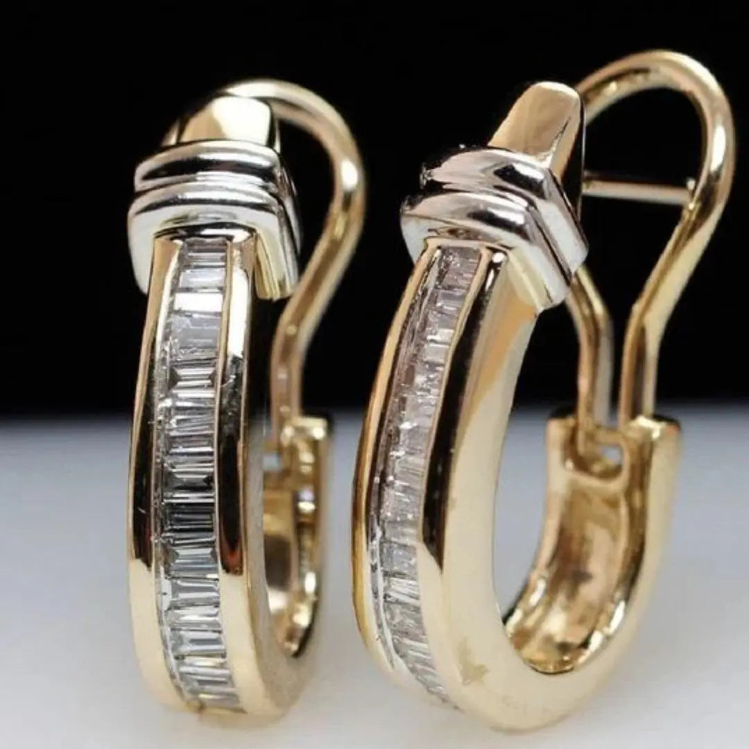 Elegant Glow - Vintage Gold and Diamond Earrings