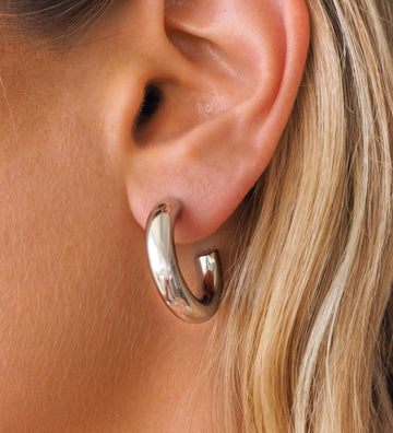 Lightweight, Bold Silver Hoop Earrings