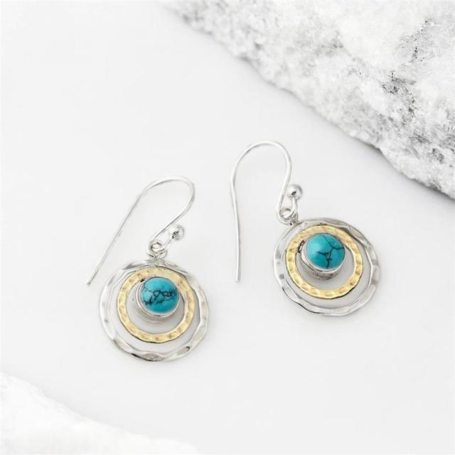 Astrid – Earrings Boho Saturn with turquoise in silver and gold