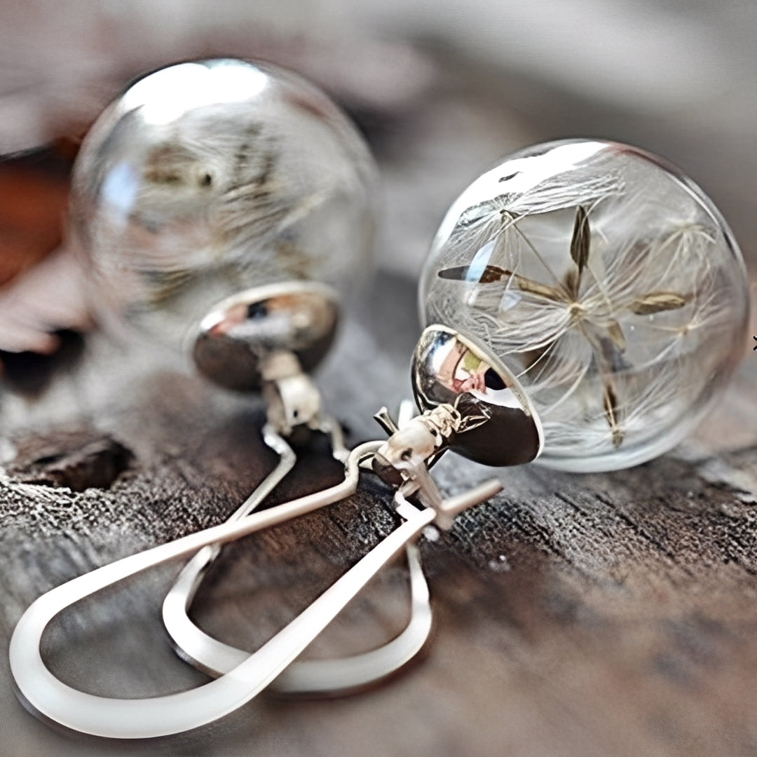 Liora – Silver earrings featuring a dandelion design
