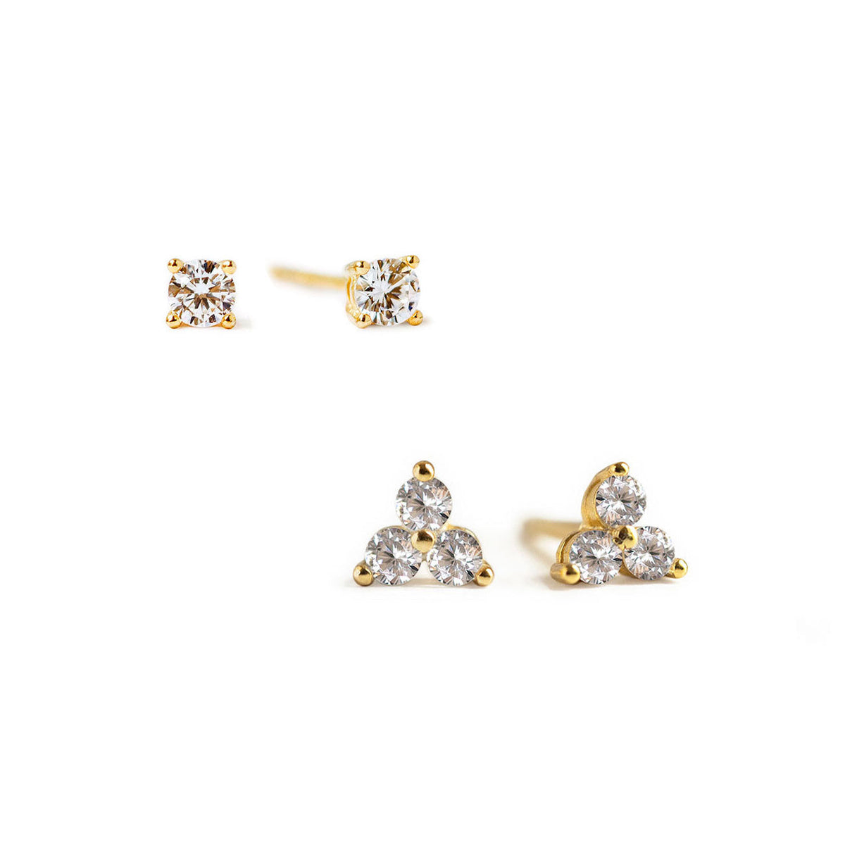 Small Clover Pave Stud Earring Set