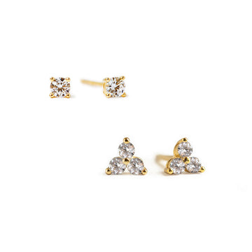 Small Clover Pave Stud Earring Set