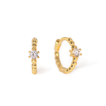 Pave Pearl Huggie Earrings