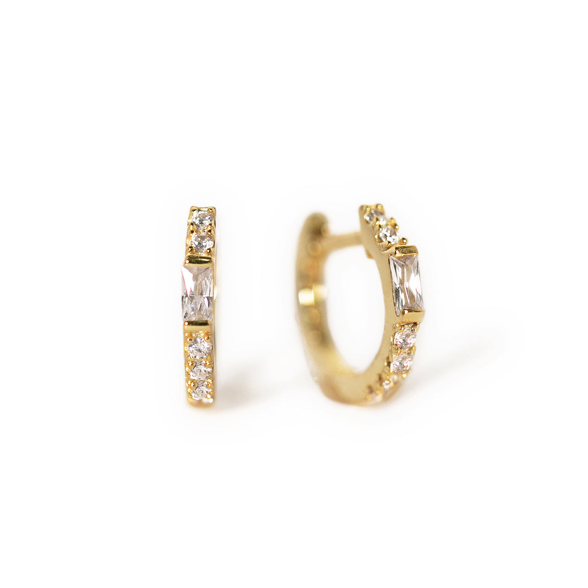 Baguette Earrings Featuring White Crystals