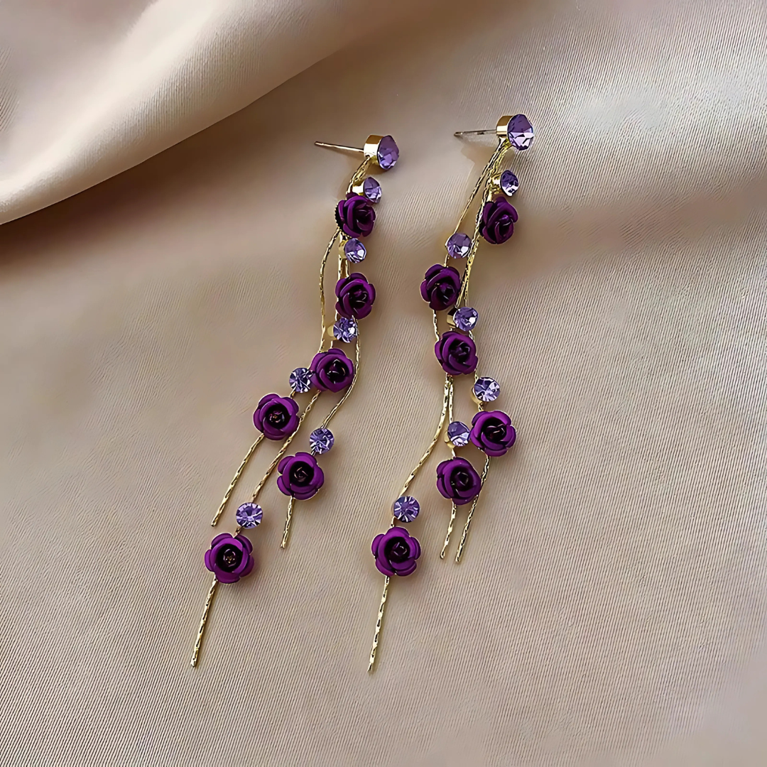 Floréa – Golden Earrings with Dropping Flowers